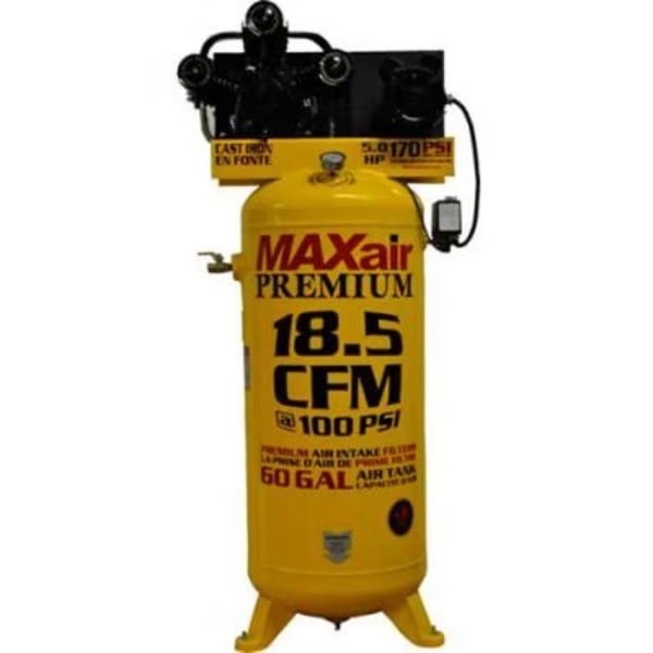 MaxAir, 5 HP, Single-Stage Comp, 60  Gal, Vertical, 170 PSI, 18.5 CFM, 1-Phase 208-230V, Wood Industries, Mfr#: C5160V1-MAP